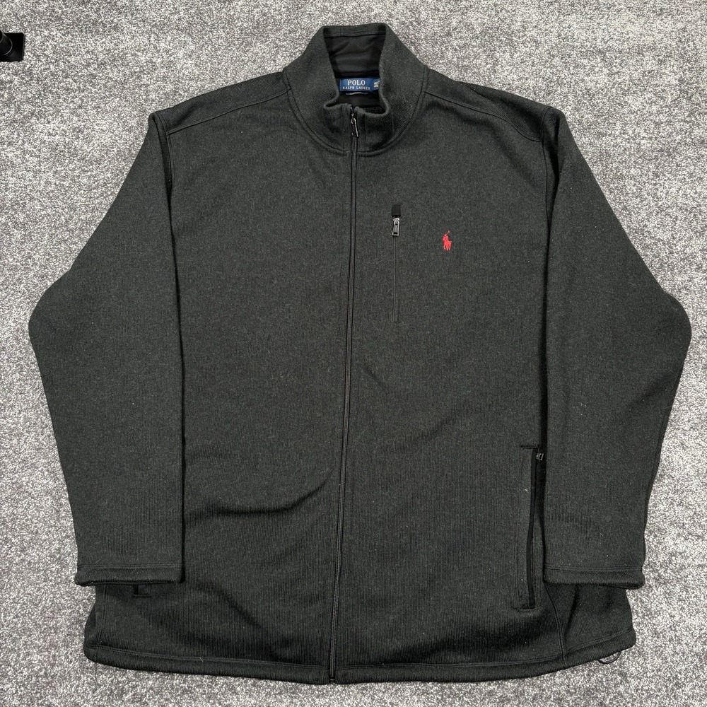 Polo Ralph Lauren Performance Fleece Jacket Mens 4XLT Black Full Zip Mock Neck